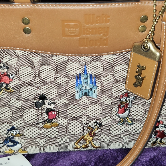 Coach Tan and Brown Disney Tote Bag